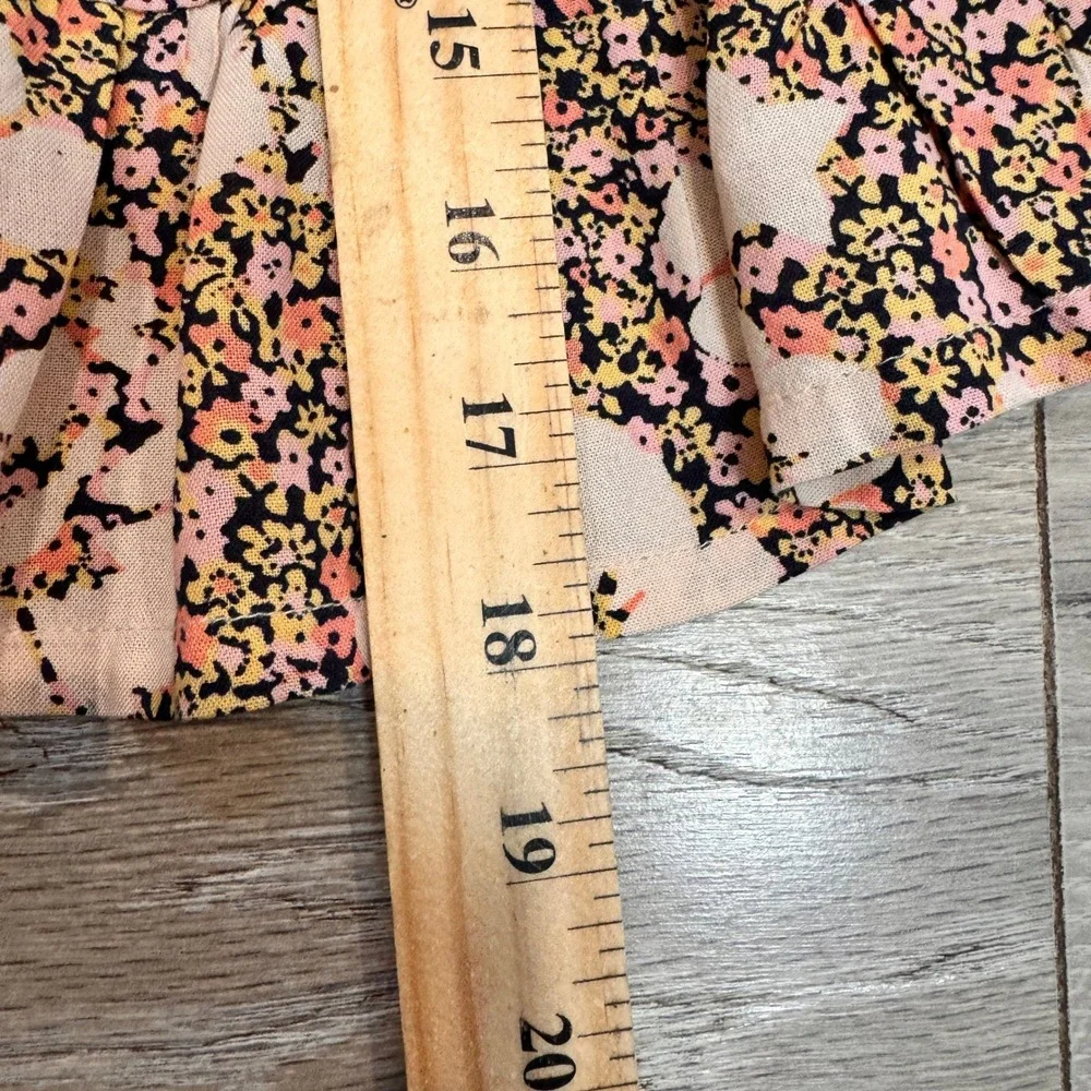 Roxy Floral Print Ruffle Tiered Mini Skirt Face to Love Xsmall XS Peach Pink‎